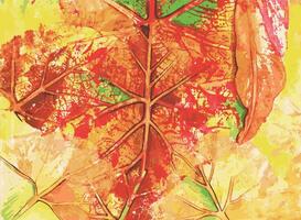 Leaf mix abstract art background design by hand watercolor painted. vector