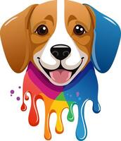 Portrait of Cute Dog Puppy with Fluid Colors Dripping Animal Mammal Wildlife vector