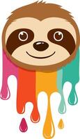 Portrait of Cute Sloth with Fluid Dripping - Animal Mammal Wildlife vector