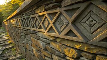 Slate slabs stacked in a herringbone pattern to form a wall, Full-size, Cornwall photo