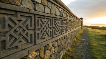 Slate slabs stacked in a herringbone pattern to form a wall, Full-size, Cornwall, England, Great Britain photo