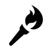 Black Torch Icon, Burning Flame Symbol, Fire , Olympic Torch Graphic, Simple Design, Isolated Illustration, Sport Event, Competition Logo vector