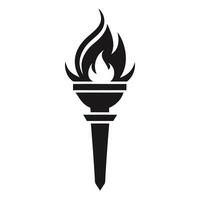 Black And White Torch Icon, Olympic Flame Symbol, Burning Fire, Illustration, Simple Design, Sport Event, Graphic Design vector