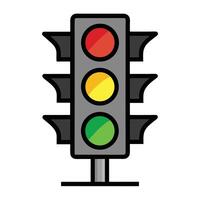 Cartoon Traffic Light Icon Red, Yellow, Green Signals for Web Design vector