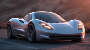 Shiny modern vehicle in unique design photography photo