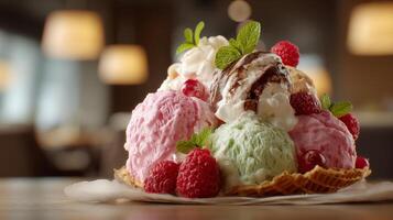 Frozen dessert image with colorful candy photo