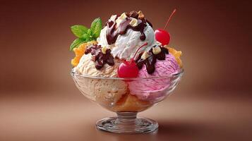 Soft smooth frozen dessert with topping sprinkles image photo