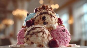 Dessert scoops with rich soft color lighting image photo