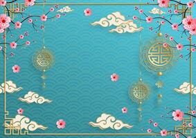 Floral design with clouds and patterns vector