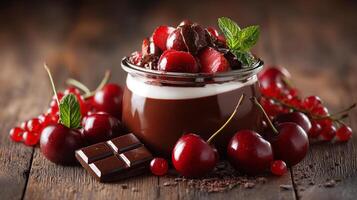 Tasty textured dessert in elegant food styling scene photo