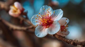 Vivid macro photo of flower glowing in soft light