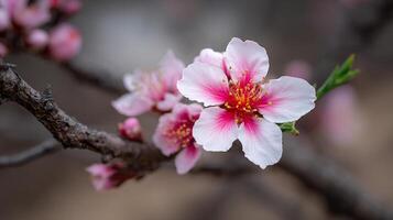 Bright spring photo of flower with sharp textures and blurred greens