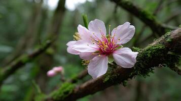 Detailed macro photo of flower against green soft background