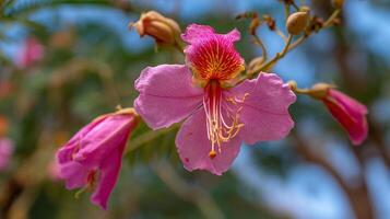 Tree flower glowing in vibrant photo of flower with realistic texture
