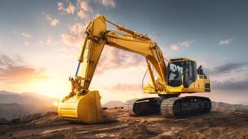 High-resolution image of excavator machinery work photo
