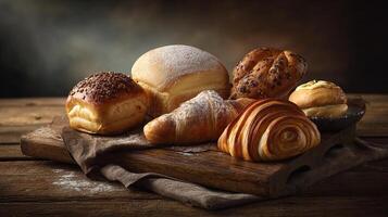 Sharp close-up of rustic baked scene image photo