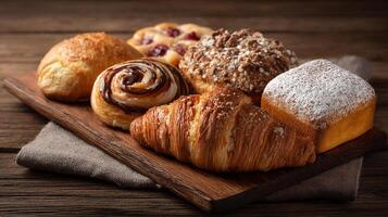 Realistic rustic textures of bakery items image photo