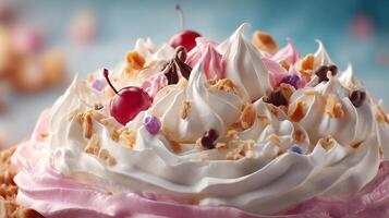 Dessert ice cream photo in creamy style with photorealistic finish