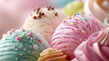 Close up dessert ice cream photo with delicious creamy tone
