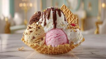 Creamy dessert ice cream photo with smooth light and shadow