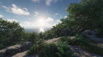 Ultra-realistic image of quiet natural surroundings with beautiful view photo