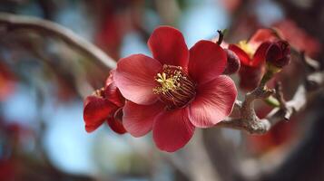 Tree flower in macro flower photo with lifelike natural colors