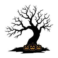 illustration of a halloween tree, Spooky Halloween Tree with Jack-o'-lanterns vector
