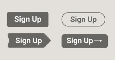 Different Sign-Up Button Styles, Unique Sign-Up Button Variations vector