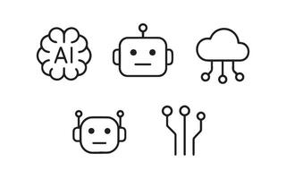 Artificial intelligence icon set illustrations. vector
