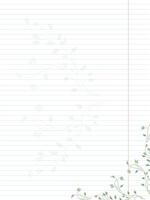 blank lined striped sheet with watercolor green twigs and leaves vector