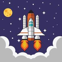 Space rocket flying in the sky. a rocket launching into space vector