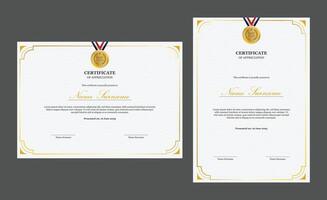 Vintage certificate of appreciation template with landscape and portrait format vector