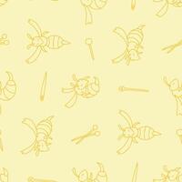 Outline Hornet Animal Needle Pattern Illustration Seamless for Background Wallpaper Packaging vector