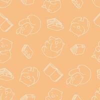 Outline Seamless Pattern of Wombat Animal Book Background for Fashion Wrapping Print Fabric vector