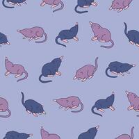 Pattern with cute cartoon mice vector