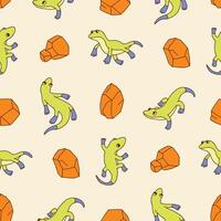 Colorful gecko and rock pattern vector