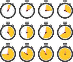 Collection of Stopwatches Showing Time vector