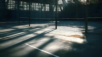 Sunlight and Shadows on the Indoor Padel Court Awaiting the Game Players and Their Excitement photo