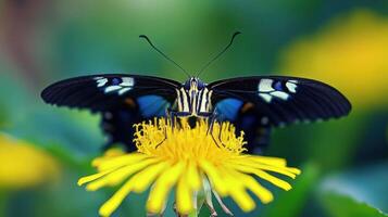 Butterfly on yellow flower photo