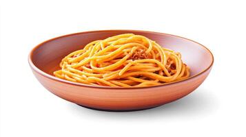 A bowl of spaghetti on a white background photo