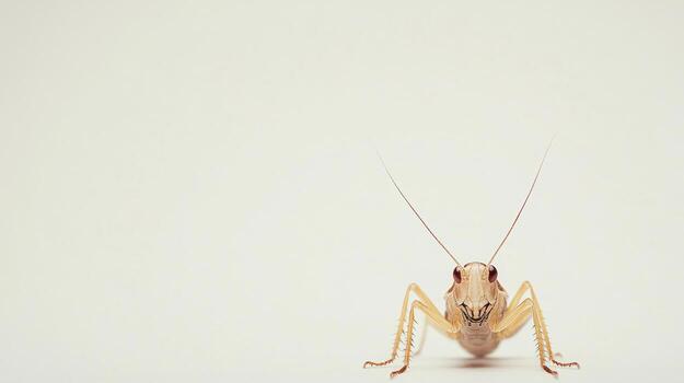 A grasshopper is standing on a white surface photo