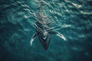 A humpback whale swimming in the ocean photo