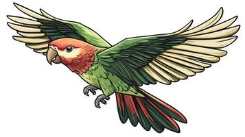 illustration of a colorful parrot flying in the air photo