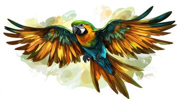Colorful macaw parrot illustration photo