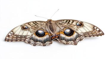 A large butterfly with large eyes on a white background photo