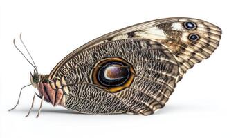 A butterfly with large eyes on a white background photo