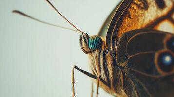 Close up of butterfly with blue eyes photo