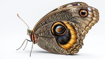 A butterfly with large eyes and a large body photo