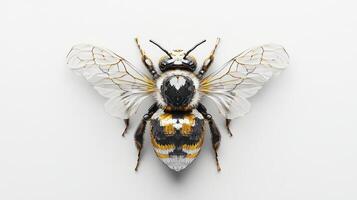 A bee with black and white stripes on it's wings photo