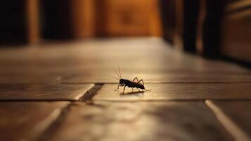 A bug on the floor in a dark room photo